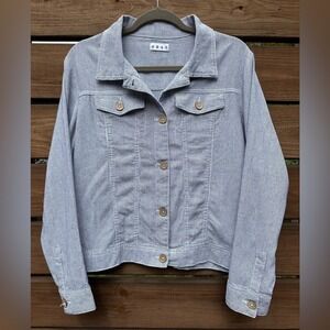 Dash Women's Black and White Striped Pattern Linen Blend Button Down